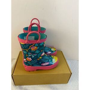 Aldi‎ rain boots girls 7/8 pink green sloth
